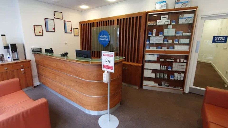 Interior photograph of the Hidden Hearing Dublin city clinic reception