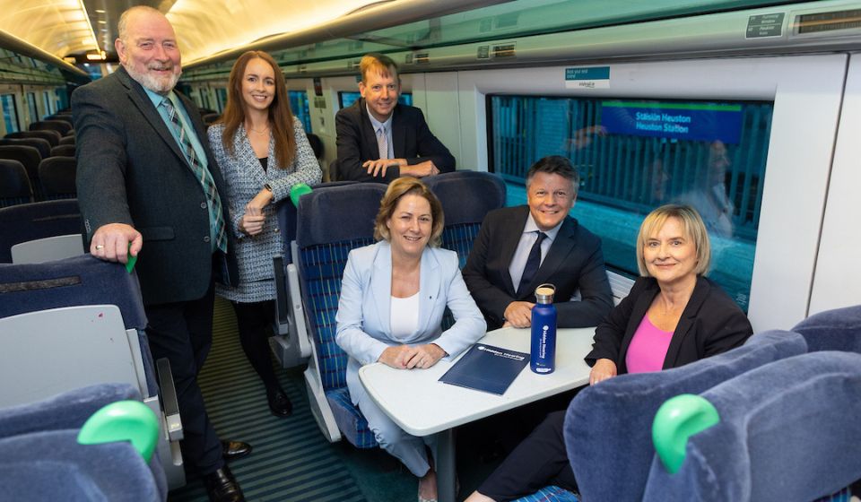 A photograph of exectuve members of both the Hidden Hearing board and Irish Rail board along with Kevin Quaid