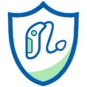 A graphic of a hearing aid being shielded