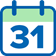 [GEN] A calendar icon displaying the number '31' in bold blue text, featuring a green header and a blue border, symbolizes a specific date or event scheduling context. No text is present.
