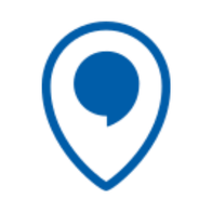 A graphic of a location pin with a Hidden Hearing logo inside it