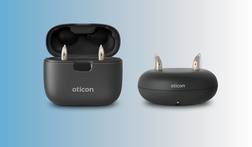 Hearing aids in rechargeable Oticon cases provided through a hearing aid grant in Ireland