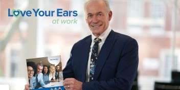 Promoting workplace hearing care awareness with Love Your Ears campaign branding.