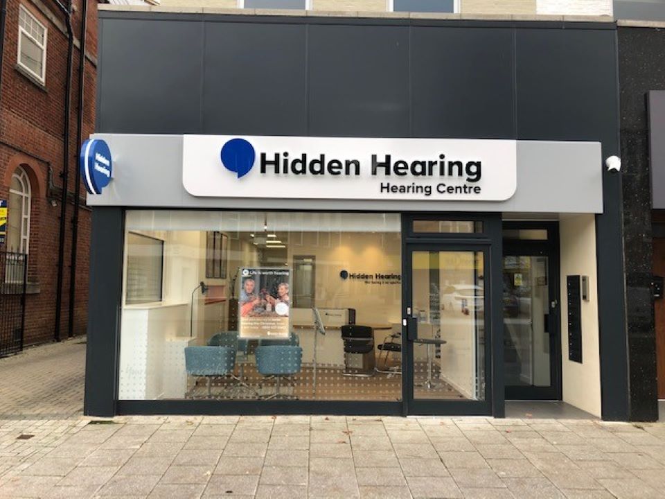 Hidden Hearing Southampton clinic exterior with clear signage and glass storefront.