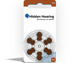 Hearing aid batteries size 312 pack from Hidden Hearing