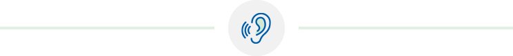 Icon of an ear with sound waves, representing feedback reduction.