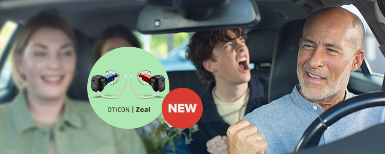 Oticon Zeal hearing aids with discreet design and modern features for enhanced hearing experience.