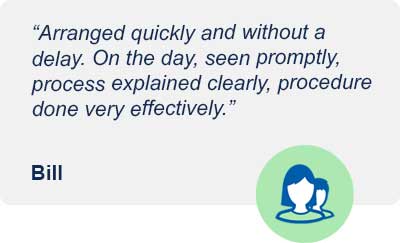 Testimonial from Bill about Hidden Hearing's effective and prompt ear wax removal service.