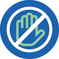 Hand with a prohibition symbol, representing denial or refusal.