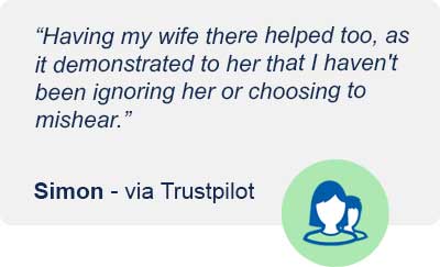 Testimonial from Simon on Trustpilot about improving communication and understanding through a hearing care consultation.