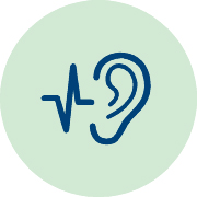 Ear with soundwave icon representing hearing health or auditory care.