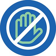 Hand with a prohibition symbol, representing denial or refusal.