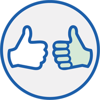Thumbs-up icons representing a positive, can-do attitude.