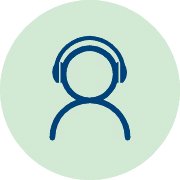 Teleappointer icon depicting a headset on a user silhouette, symbolizing remote hearing care support.