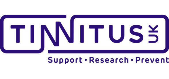Tinnitus UK logo with the tagline 'Support, Research, Prevent' in purple text.