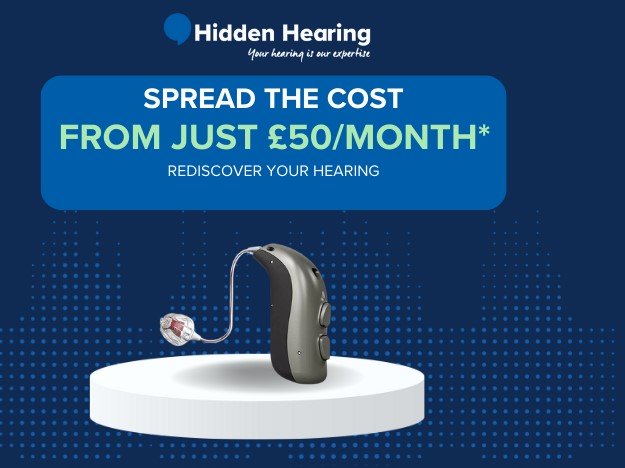Affordable hearing aid financing starting at £50 per month with Hidden Hearing.