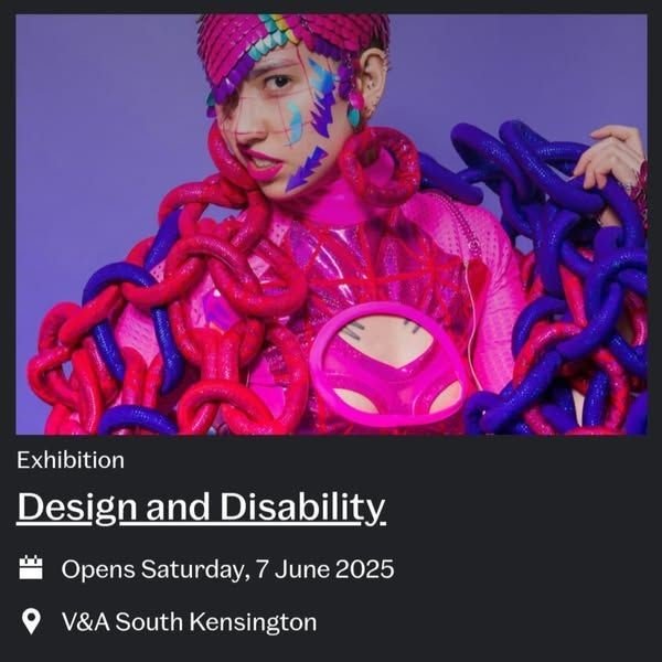 DeafMetal design showcased with colorful, textured accessories promoting inclusive disability design at the V&A South Kensington exhibition.