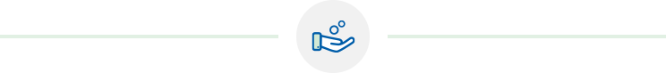 Hand icon with two floating circles above the palm