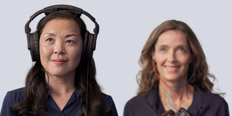 Image shows audiologists in hearing clinic