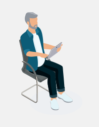 l’image montre un homme assis sur une chaise