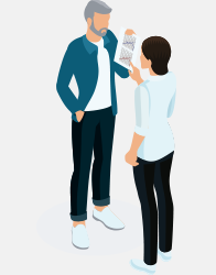 image shows man and audiologist