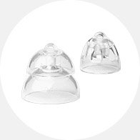 Transparent hearing aid domes designed for comfort and secure fit.