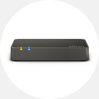 Adaptador de telefone preto para dispositivos auditivos.