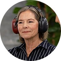 Woman wearing headphones for a hearing test