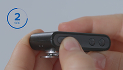 Utilisation de ConnectClip comme microphone à distance en maintenant un bouton pendant 2 secondes