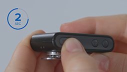 Utilizzo del ConnectClip come microfono remoto con istruzioni di pressione per 2 secondi
