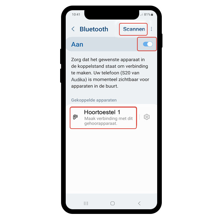 Hoortoestel verbinden met Android telefoon