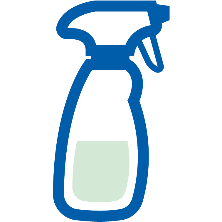 L’icône montre un spray désinfectant