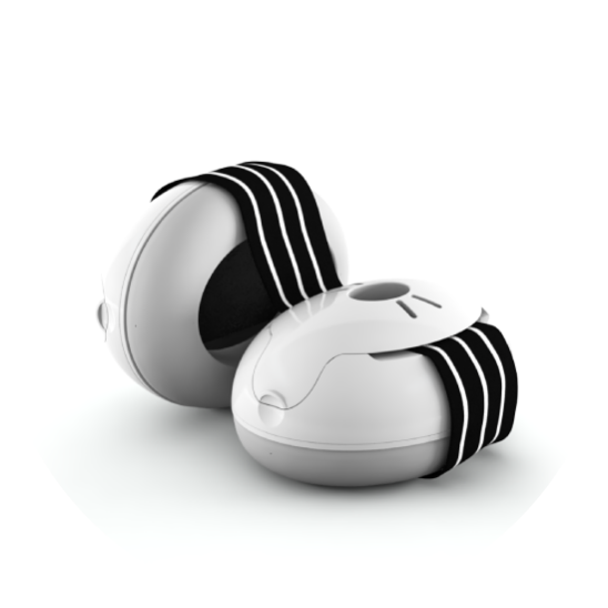 Casque antibruit pour bébé Alpine Muffy Baby avec bandeau réglable noir et blanc