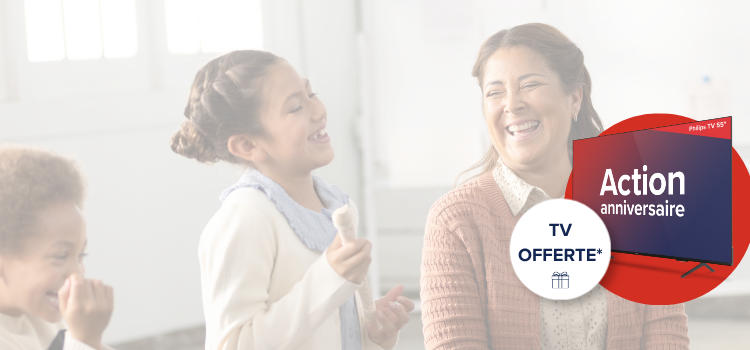 Une femme et ses enfants en train de rire. 10 ans d'Audika TV offerts