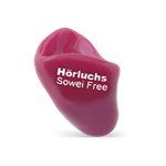 Protesi acustica Hörluchs Sowei Free di colore rosso.