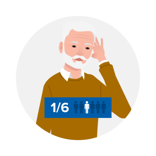 Infografica: 1 adulto su 6 convive con la perdita uditiva, secondo dati globali.